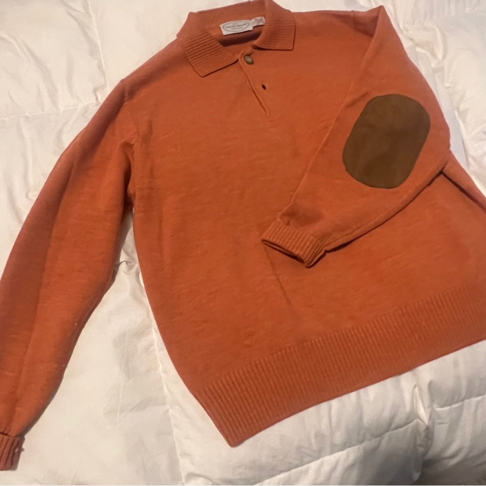 Jacob Miller 100% Merino Wool Collared Sweater - M - Burnt Orange